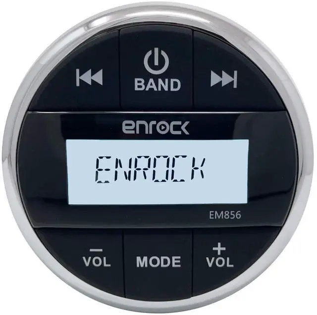 Alt view image 2 of 5 - Enrock Marine Gauge Style Media Center Bluetooth USB AUX Receiver Bundle Combo with 2X 6.5 120W Waterproof 2-Way Coaxial Multicolor LED Speakers with Chrome Grilles, Radio Cover, Wired AM/FM Antenna