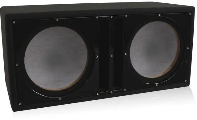 Main image of BELVA BBX210BK Dual 10-inch Car Ported Subwoofer Box 3/4-inch MDF Prelined Polyfil Includes Custom Black Baffle Title