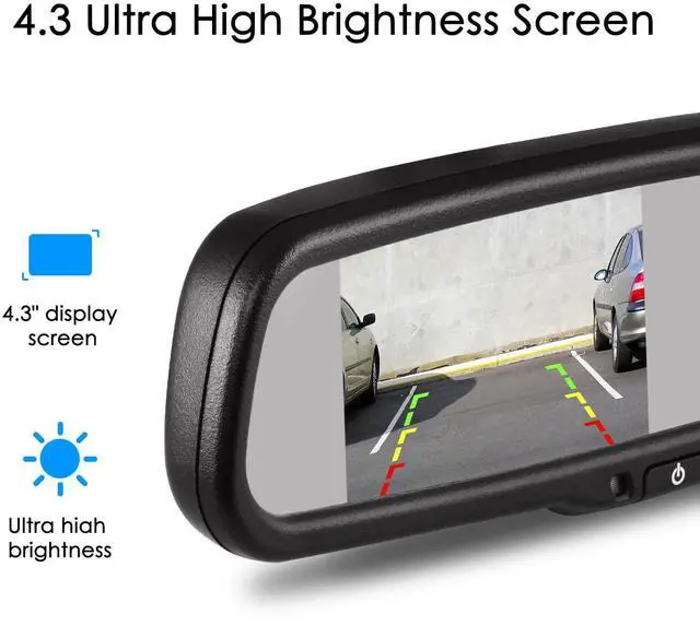 Alt view image 3 of 5 - Rear View Mirror Camera with 4.3 Monitor: Super Night Vision OEM Rearview Mirror Backup Camera with IP 68 Waterproof Back Up Camera for Car, Rearview Mirror for Parking & Driving Safety AUTO-VOX T2