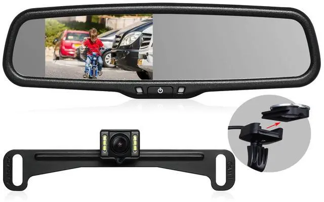 Main image of Rear View Mirror Camera with 4.3 Monitor: Super Night Vision OEM Rearview Mirror Backup Camera with IP 68 Waterproof Back Up Camera for Car, Rearview Mirror for Parking & Driving Safety AUTO-VOX T2