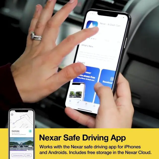Alt view image 3 of 4 - Scosche NEXC2128-XCES0 Full HD Two-Way Smart Dash Cam Powered by Nexar with Suction Cup and 128GB Memory
