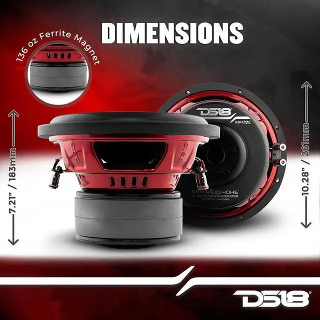 Alt view image 3 of 5 - DS18 GEN-XX10.4DHE 10" High Excursion Car Subwoofer 1000 Watts Max Dual Voice Coil 4+4 Ohms (1 Speaker)