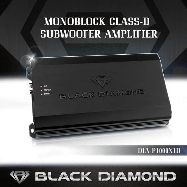 Alt view image 4 of 5 - Black Diamond DIA-P1000X1D Car Audio Amplifier Class D 1-Channel Monoblock Amp 1000 Watts RMS, Remote Level Control Included