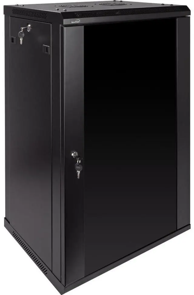 Alt view image 5 of 5 - Navepoint 18U Deluxe IT Wallmount Cabinet Enclosure 19-Inch Server Network Rack with Locking Glass Door 16-Inches Deep Black