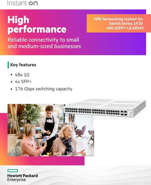 Alt view image 3 of 5 - HPE Networking Instant On Switch Series 1930 48-Port Gb Smart-Managed Layer 2+ Ethernet Switch | 48x 1G | 4X SFP+ | US Cord (JL685A#ABA)
