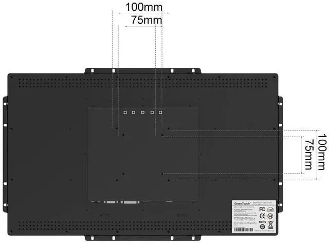 Alt view image 3 of 5 - GreenTouch 21.5 inch 10 Points Touch Front IK08/IP65 Open Frame Touch Monitor Desktop or Wall Mountable Multi Point Touch 1920x1080