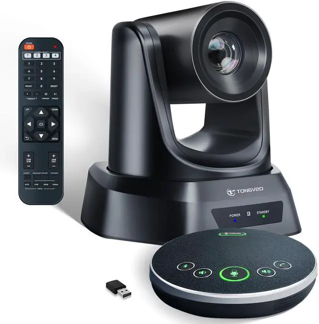 Main image of TONGVEO HDMI 20X Optical Zoom PTZ Conference Room Camera System, 1080P 60fps USB3.0 Computer Camera with Microphone & Bluetooth Speakerphone, Easy Setup for Church & Meetings