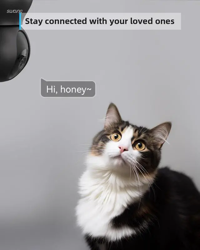 Alt view image 4 of 5 - blurams Security Camera, 2K Indoor Camera 360° Pet Camera for Home Security with Phone App, Motion Tracking, 2-Way Audio, IR Night Vision, Siren, Compatible with Alexa & Google Assistant(2.4GHz ONLY)