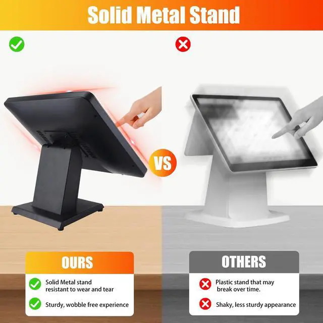 Alt view image 3 of 5 - Angel POS 17-Inch Capacitive LED Backlit Multi-Touch Monitor, True Flat Seamless Design Touchscreen, VGA