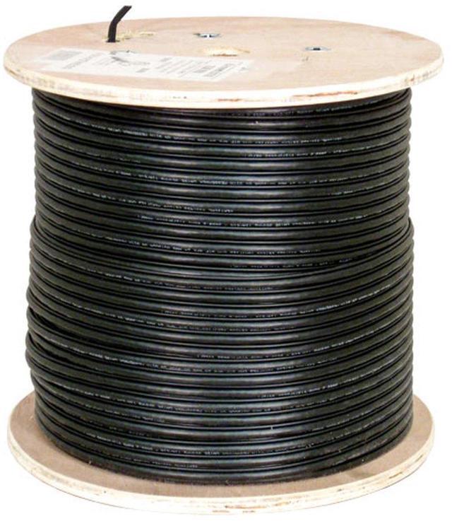 Main image of Vertical Cable Cat6, UTP, UV Jacket, Outdoor, CMX, Messenger, 1000ft, Black, Bulk Ethernet Cable, Wooden Spool