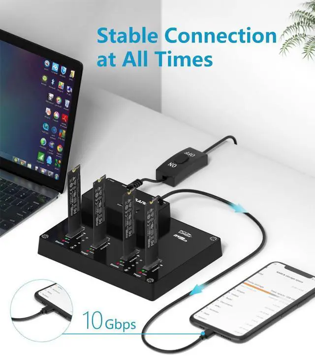 Alt view image 3 of 5 - MAIWO 4 Bay M.2 NVME Docking Station, Tool-Free Type- C to NVME SSD Enclosure, Support Offline Clone duplicator and System Disk Clone Function (K3015P2)