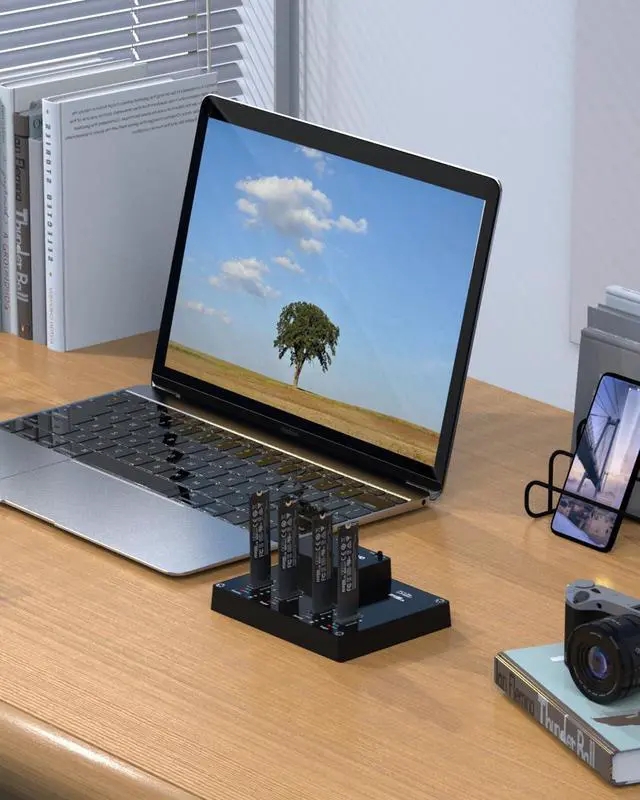 Alt view image 5 of 5 - MAIWO 4 Bay M.2 NVME Docking Station, Tool-Free Type- C to NVME SSD Enclosure, Support Offline Clone duplicator and System Disk Clone Function (K3015P2)