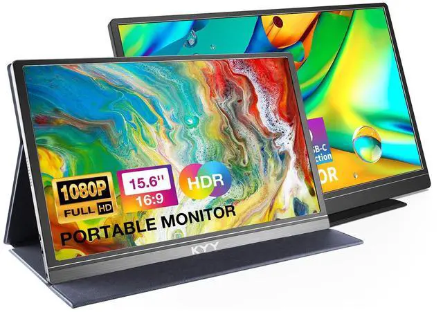 Main image of KYY 15.6'' Portable Monitor Bundle [K3 Grey & K3-2 Black] 1080P FHD USB-C Laptop Computer Display HDR IPS Gaming Monitor w/Smart Cover & Dual Speakers, for Laptop PC Phone PS4 Xbox Switch