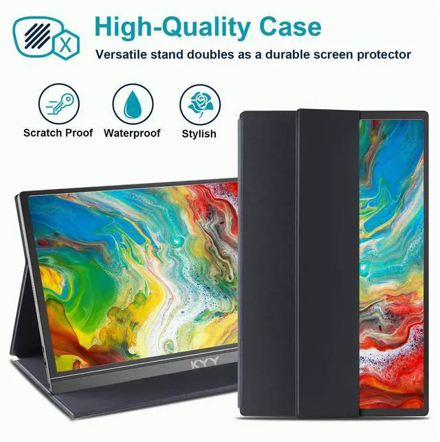Alt view image 4 of 5 - KYY 15.6'' Portable Monitor Bundle [K3 Grey & K3-2 Black] 1080P FHD USB-C Laptop Computer Display HDR IPS Gaming Monitor w/Smart Cover & Dual Speakers, for Laptop PC Phone PS4 Xbox Switch