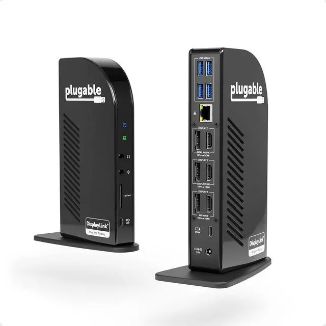 Main image of Plugable 13-in-1 USB C Docking Station 4K Triple Monitor with 100W Power Delivery | USB C Dock for Windows, Mac, ChromeOS, Thunderbolt | Driver Required | 3X HDMI and 3X DisplayPort (UD-ULTC4K)