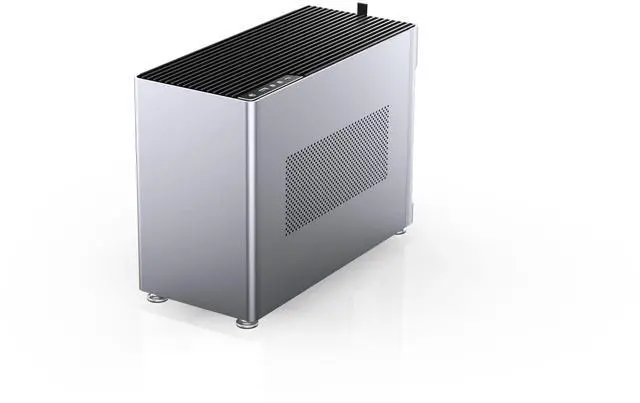 Alt view image 2 of 5 - Jonsplus i100 Pro Mini-ITX Gaming Case, Sandblasted Silver Magnesium/Aluminum Alloy, Vented Metal Side Panels, Supports Custom Liquid Cooling, 360mm AIO, 166mm Air Cooler, 3-Slot GPU