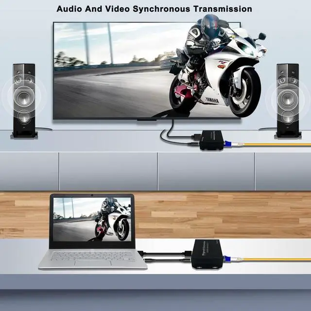 Alt view image 2 of 5 - 4K HDMI KVM Extender Over 20KM SM Fiber  Zero Latency, 4X USB2.0, Bidirectional Audio & RS232, EDID Passthrough, IR Control, 3D Support, Touchscreen & Mobile Device Compatibility