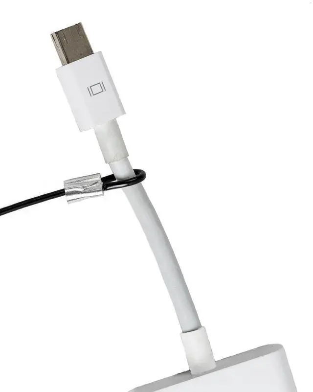 Alt view image 3 of 5 - Patented Pre-Assembled Adapter Ties - Anti-Theft Cable Locks for Tools, Dongles, Tethers, Computer adapters. Steel Cable, Security Lock, Easy Installation with Free Crimping Tool