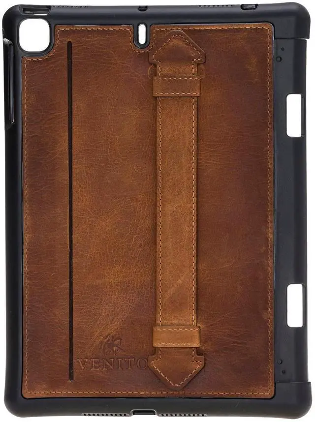 Main image of Venito Lecce Leather Wallet Case Compatible with iPad Mini 5 (5th Generation), 2019 - Flex Handle Tablet Wallet - Antique Brown