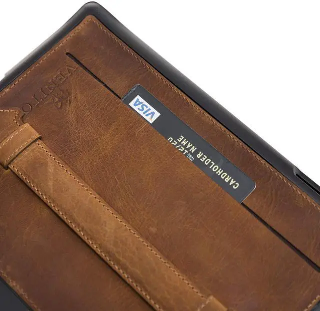 Alt view image 4 of 5 - Venito Lecce Leather Wallet Case Compatible with iPad Mini 5 (5th Generation), 2019 - Flex Handle Tablet Wallet - Antique Brown