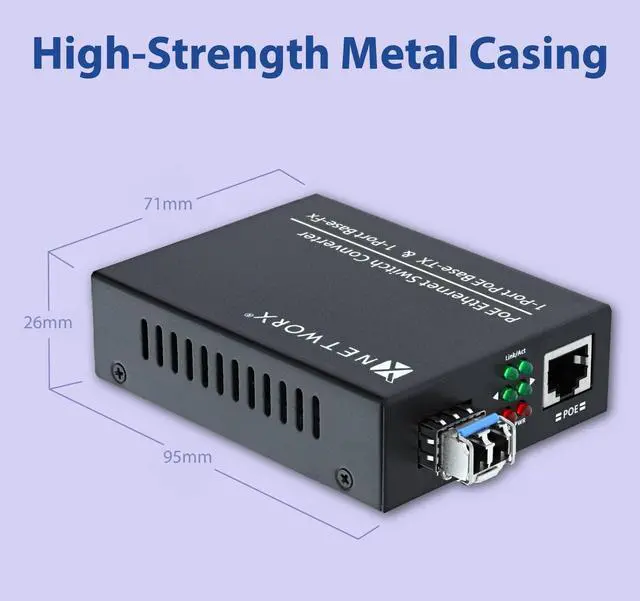 Alt view image 5 of 5 - Networx® Gigabit Ethernet Fiber Media Converter - UTP to 1000Base-LX - LC Sing...