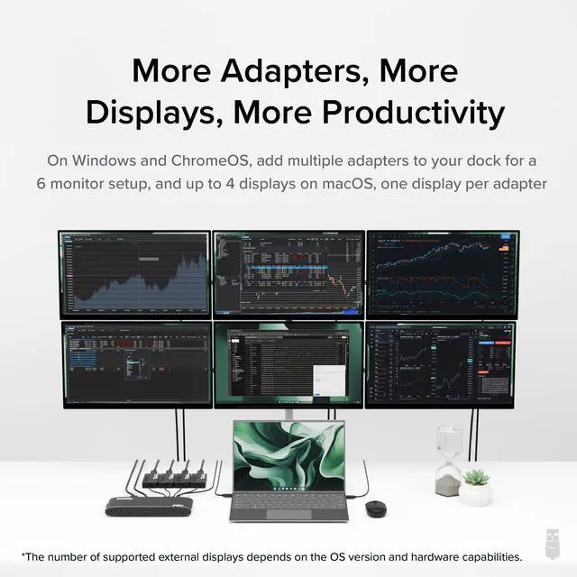 Alt view image 3 of 5 - Plugable USB 3.0 to DisplayPort 4K DisplayLink Video Graphics Adapter for Multiple Monitors up to 3840x2160 Supports Windows, Mac, and ChromeOS