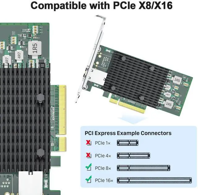Alt view image 5 of 5 - ipolex 10Gb Network Card Intel X540-T1 Ethernet Card PCI-E NIC, Single RJ45 Copper Port, with Intel X540-BT1 Controller, 2.1 X8, 10G PCI Express LAN Adapter NIC, Support Windows Server, Linux, Vmware