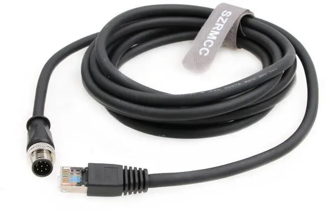 Alt view image 2 of 5 - SZRMCC M12 A Code 8 Pin Male to RJ45 Ethernet Cable Cat6 Gigabit Shielded Waterproof Sensor Actuator Network Cable for Cognex in-Sight 7000 DMR-300 Industrial Camera Vision Sensors (Black 15m)