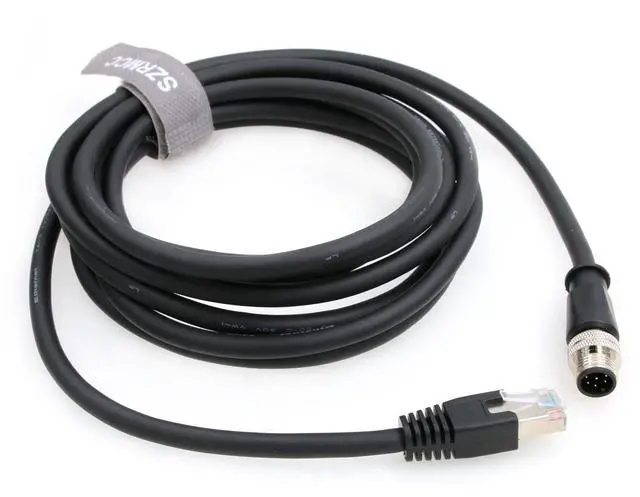 Alt view image 3 of 5 - SZRMCC M12 A Code 8 Pin Male to RJ45 Ethernet Cable Cat6 Gigabit Shielded Waterproof Sensor Actuator Network Cable for Cognex in-Sight 7000 DMR-300 Industrial Camera Vision Sensors (Black 15m)