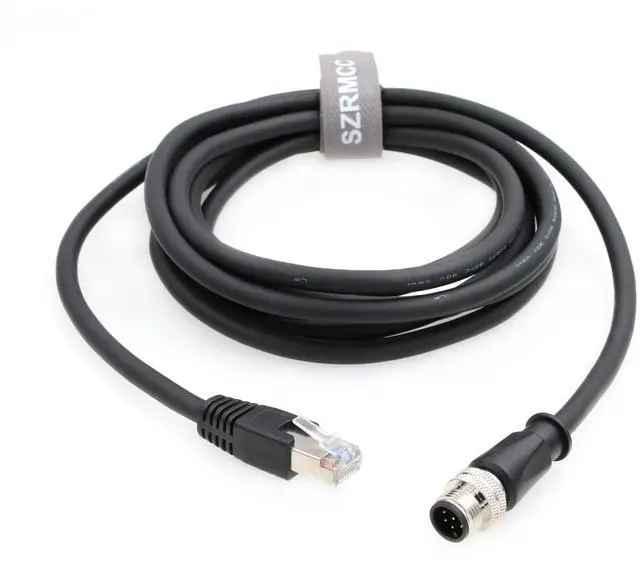 Alt view image 5 of 5 - SZRMCC M12 A Code 8 Pin Male to RJ45 Ethernet Cable Cat6 Gigabit Shielded Waterproof Sensor Actuator Network Cable for Cognex in-Sight 7000 DMR-300 Industrial Camera Vision Sensors (Black 15m)