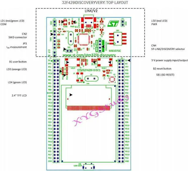 Alt view image 3 of 5 - 32F429IDISCOVERY STM32F429I-DISC1 STM32F4 Discovery Kit STM32F429 STM32F429ZIT6 MCU Discovery Development Board Embedded Debugger @XYGStudy