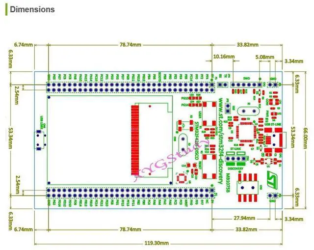 Alt view image 5 of 5 - 32F429IDISCOVERY STM32F429I-DISC1 STM32F4 Discovery Kit STM32F429 STM32F429ZIT6 MCU Discovery Development Board Embedded Debugger @XYGStudy