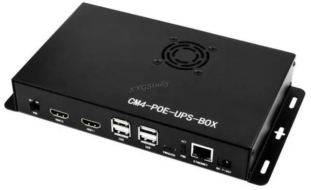 Main image of Mini-Computer PoE UPS Uninterruptible Power Supply Base Board Designed for Raspberry Pi Compute Module 4 with Gigabit Ethernet Dual HDMI Quad USB2.0 @XYGStudy (CM4-POE-UPS-BOX)