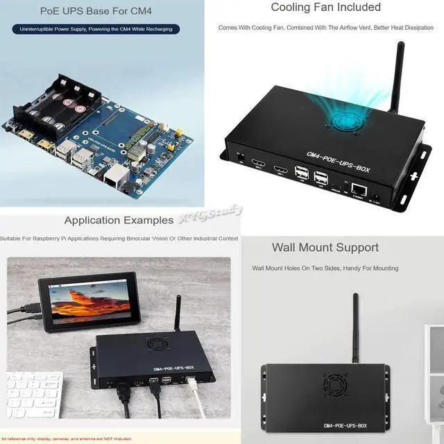 Alt view image 3 of 5 - Mini-Computer PoE UPS Uninterruptible Power Supply Base Board Designed for Raspberry Pi Compute Module 4 with Gigabit Ethernet Dual HDMI Quad USB2.0 @XYGStudy (CM4-POE-UPS-BOX)
