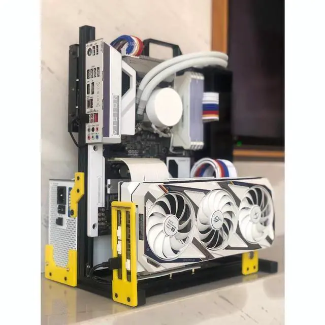 Alt view image 2 of 5 - ATX PC Test Bench Handle Carrying Computer Water Cooling Open Frame Overclock Air Case HTPC Support Graphics Card(Black Yellow)