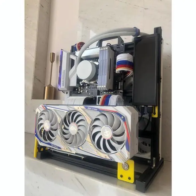 Alt view image 3 of 5 - ATX PC Test Bench Handle Carrying Computer Water Cooling Open Frame Overclock Air Case HTPC Support Graphics Card(Black Yellow)