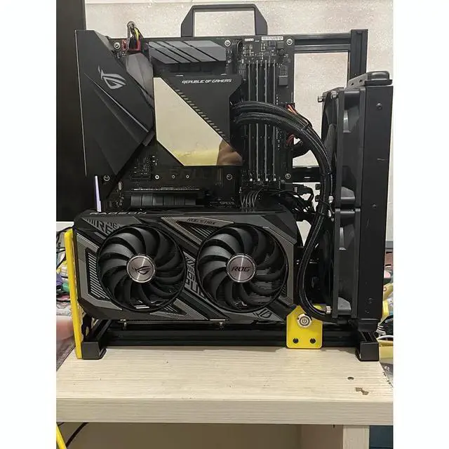 Alt view image 5 of 5 - ATX PC Test Bench Handle Carrying Computer Water Cooling Open Frame Overclock Air Case HTPC Support Graphics Card(Black Yellow)