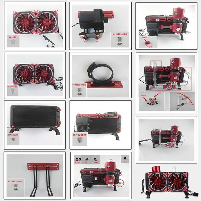 Alt view image 5 of 5 - 18 Way Liquid CPU Cooler with G1/4 Block Pump for CPU/GPU High Performance Water Cooling Kit for PC Quiet Operation and Efficient Cooling