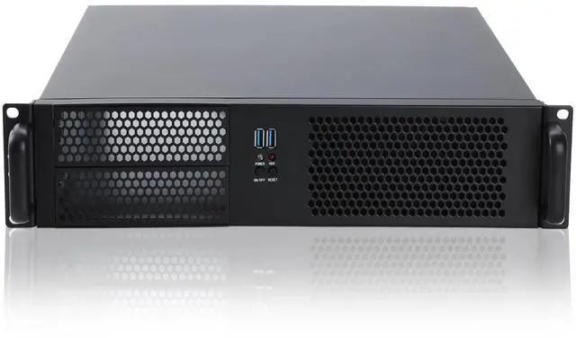 Alt view image 2 of 5 - RackChoice 2U Micro ATX Compact Rackmount 2 x 5.25 Chassis Support ATX PC PS2 PSU with Side 80mm Fan