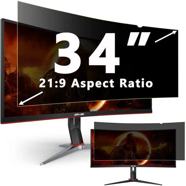 Main image of APeiSi 34 Inch Privacy Screen Filter for 21:9 Computer Ultrawide Curved Monitor - Privacy Shield,Anti-Glare Protector