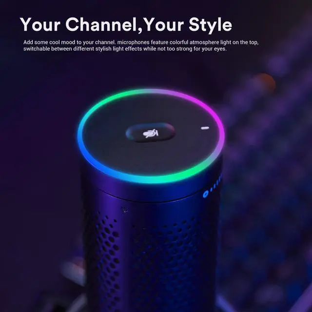 Alt view image 4 of 5 - GODOX EM68G RGB USB Condenser Microphone, Professional USB Microphone Kit with Foldable Table Stand & Headphone Output, Volume Control, USB Type C with iOS, PC and Mac for Recording, Gaming, YouTube