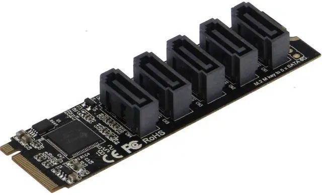 Main image of SEDNA - M2 (2280) PCIe M Key to 5 x SATA 6G Adapter Card (Support Software RAID)
