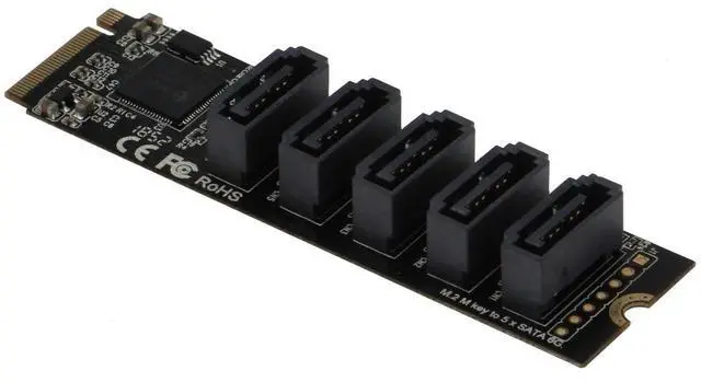 Alt view image 2 of 2 - SEDNA - M2 (2280) PCIe M Key to 5 x SATA 6G Adapter Card (Support Software RAID)