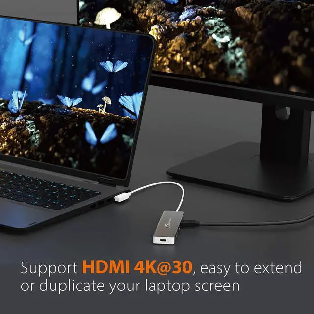 Alt view image 3 of 5 - j5create 9 in 1 USB-C Hub-SuperSpeed+Gen 2 Type C Adapter w/Ethernet, microSD/SD 4.0, 4K HDMI, USB-C 3.1 Gen2 Port, PD 100W for MacBook Pro/Air, XPS, Chromebook & Other USB C Windows Laptops (JCD375)