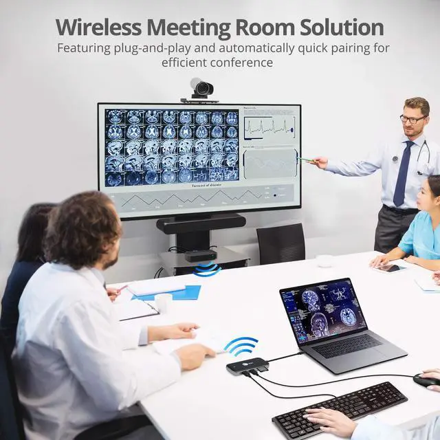 Alt view image 4 of 5 - SIIG Wireless Video Extender with USB-C Hub, 2X USB 3.0, 5Gbps, SD & TF Card Reader, Extend 1080p Video to VGA & HDMI Display via Wireless simultaneously, USB-C DP Alt Mode Required (CE-H26P11-S1)