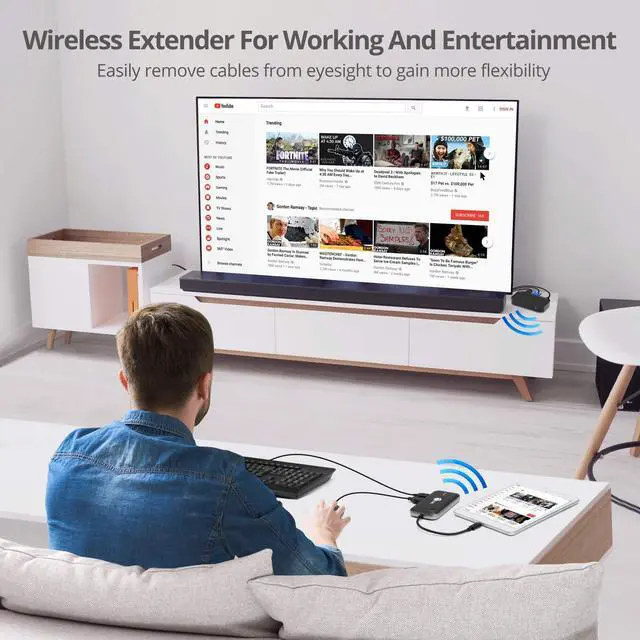 Alt view image 5 of 5 - SIIG Wireless Video Extender with USB-C Hub, 2X USB 3.0, 5Gbps, SD & TF Card Reader, Extend 1080p Video to VGA & HDMI Display via Wireless simultaneously, USB-C DP Alt Mode Required (CE-H26P11-S1)