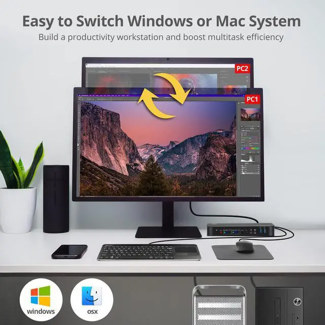 Alt view image 4 of 5 - SIIG 2-Port 4K KVM Switch HDMI with Remote Control, 1x HDMI Output, 2X USB 3.2 Type-A Ports, EDID Bypass, Compatible with Windows and Mac (CE-KV0E11-S1)