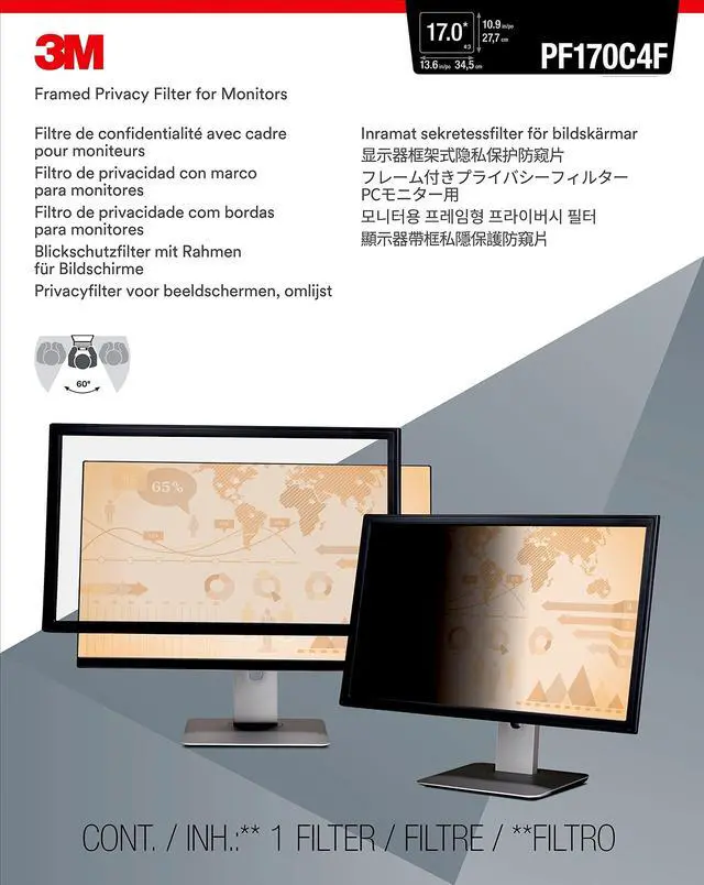 Alt view image 2 of 5 - 3M framed desktop monitor privacy filter for 15" to 17" crt/17" flat panel monitors