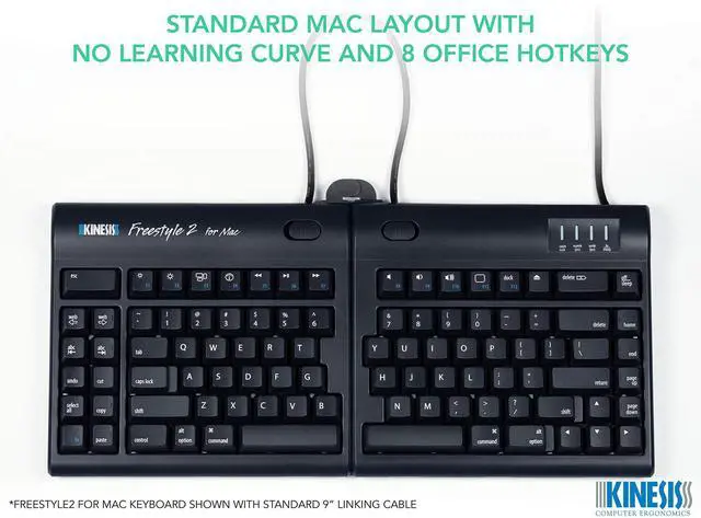 Alt view image 3 of 5 - KINESIS Freestyle2 USB Keyboard for Mac (9" Standard Separation), Black