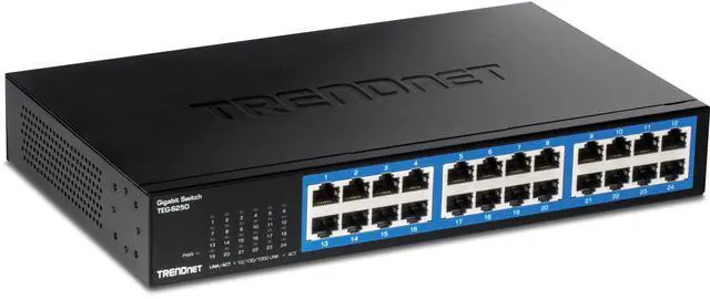 Main image of TRENDnet 24-Port Gigabit Desktop Switch, TEG-S25D, 24 x Gigabit RJ-45 Ports, 48Gbps Switching Capacity, Fanless Design, Metal Enclosure, Internal Power Supply, Lifetime Protection, Black